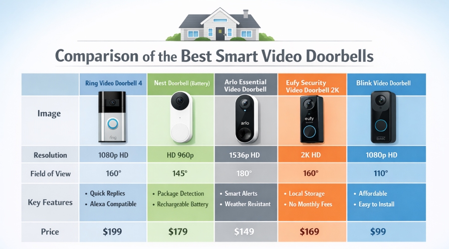 Comparison of the Best Smart Video Doorbells