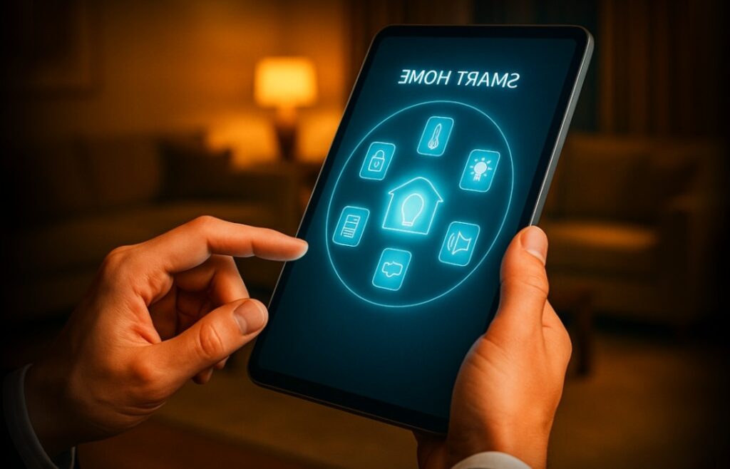 a person using mobile to integrate its smart home Seamless Automation & Centralized Control