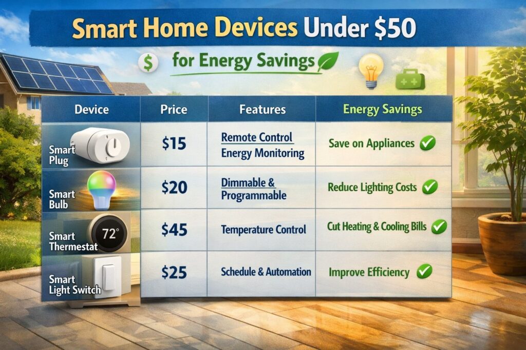 Comparison Table: Smart Home Devices Under $50 for Energy Savings How to lower your electricity bill
