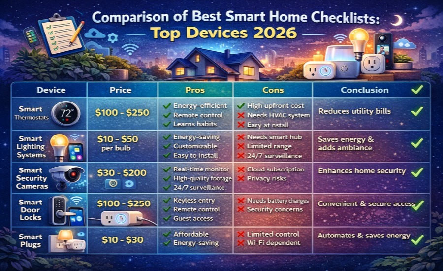 Comparison of Best Smart Home Checklist: Top Devices 2026