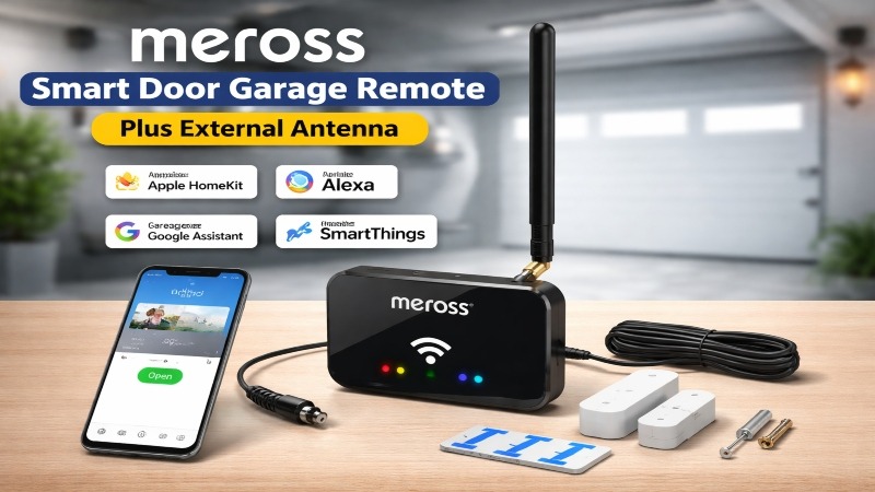 Meross Smart Door Garage Remote Plus External Antenna.