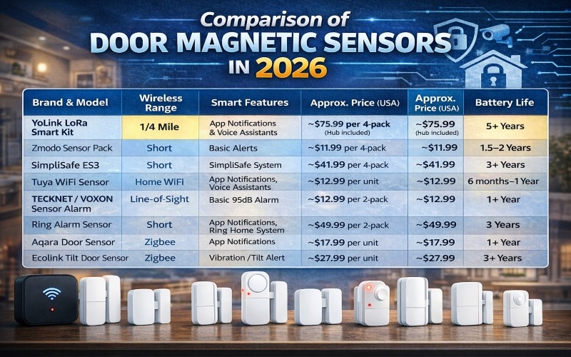 Comparison of Door Magnetic Sensors in 2026
